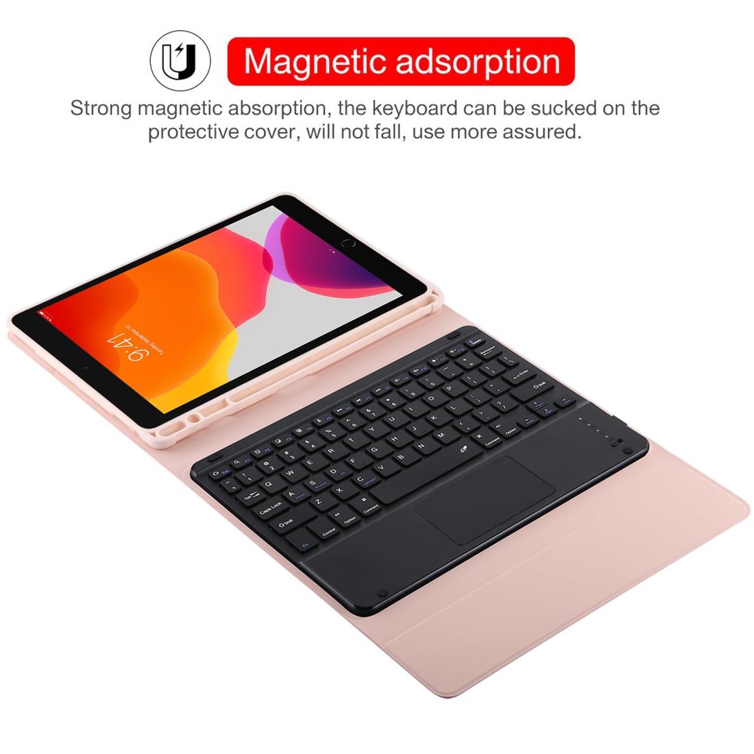 Bluetooth Keyboard & Tablet Case For Ipad 10.2 / Ipad Air 2019 - Detachable Touch Pad Pen Slot Holder - Microfiber Leather - Dark Green