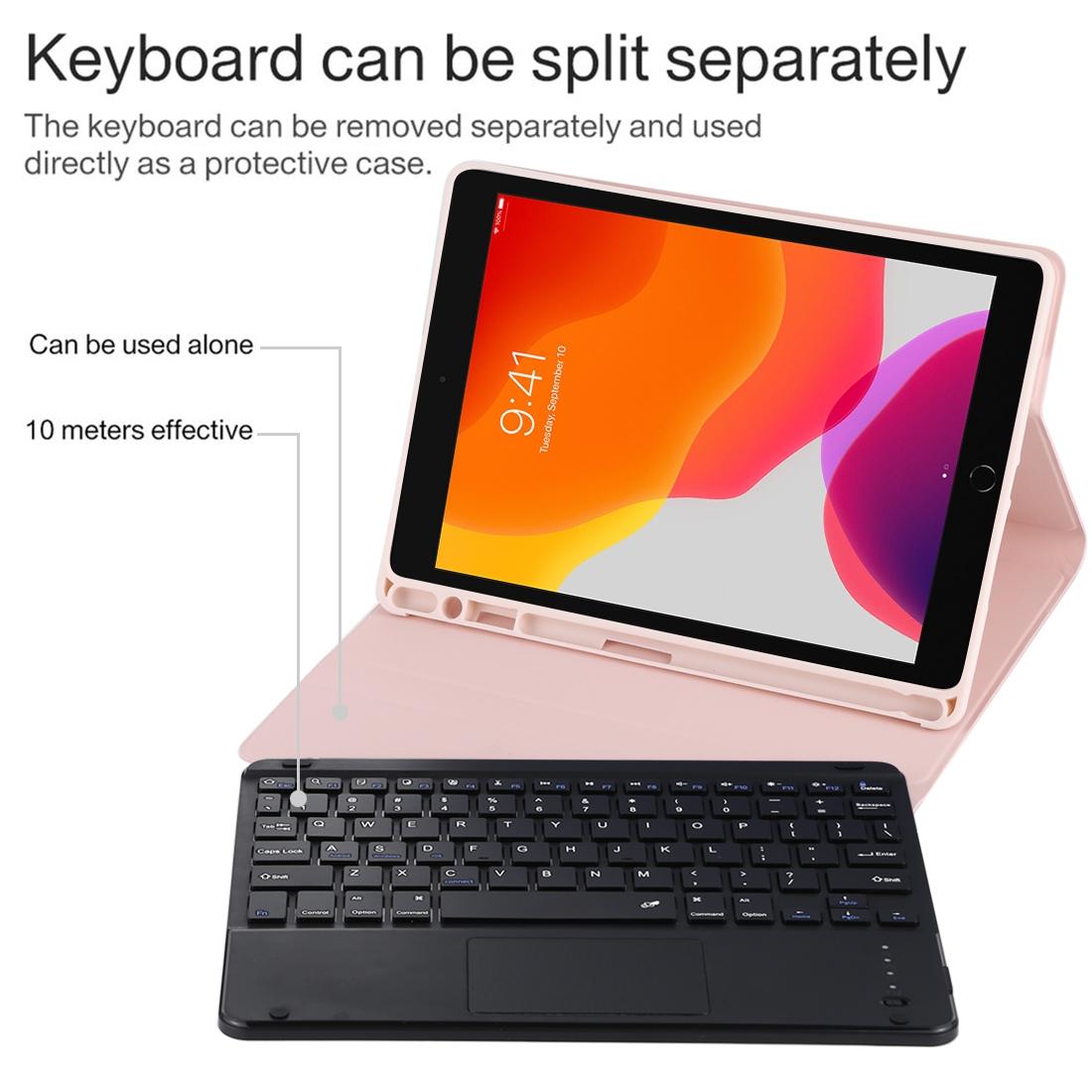 Bluetooth Keyboard & Tablet Case For Ipad 10.2 / Ipad Air 2019 - Detachable Touch Pad Pen Slot Holder - Microfiber Leather - Dark Green