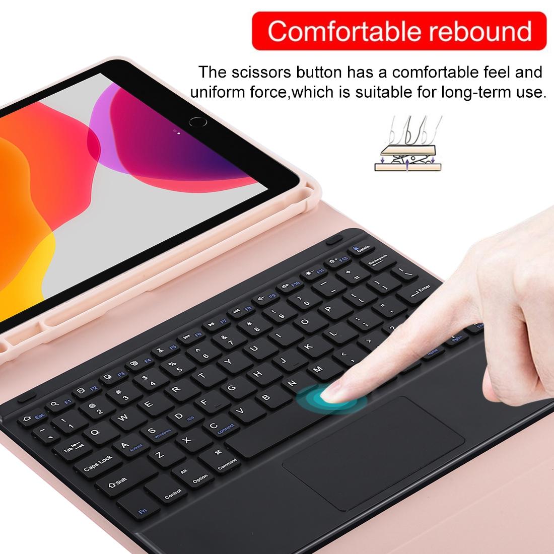 Bluetooth Keyboard & Tablet Case For Ipad 10.2 / Ipad Air 2019 - Detachable Touch Pad Pen Slot Holder - Microfiber Leather - Dark Green