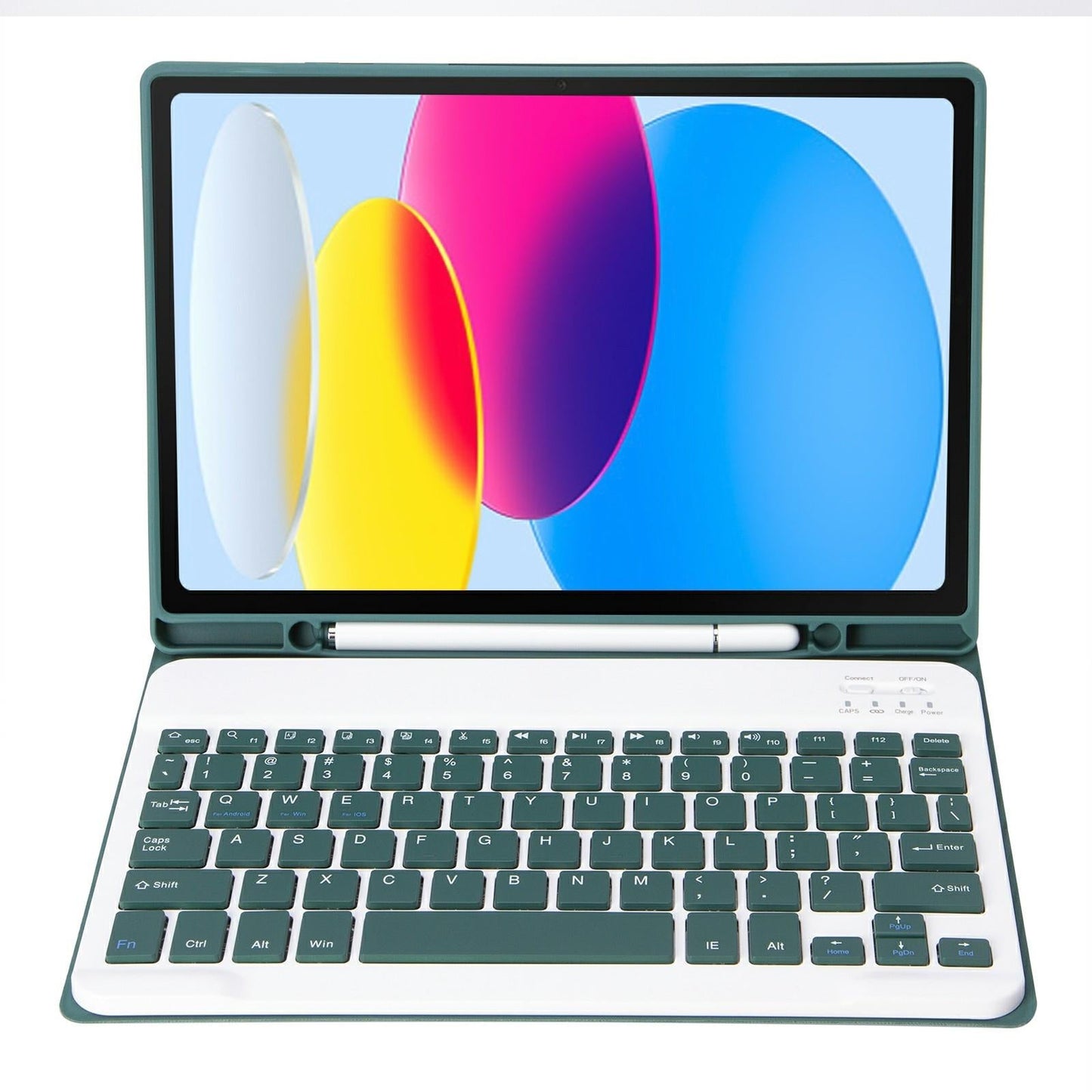 Ultra-Thin Bluetooth Keyboard Leather Tablet Case For Ipad 10.9 2022 With Pen Slot - Dark Green