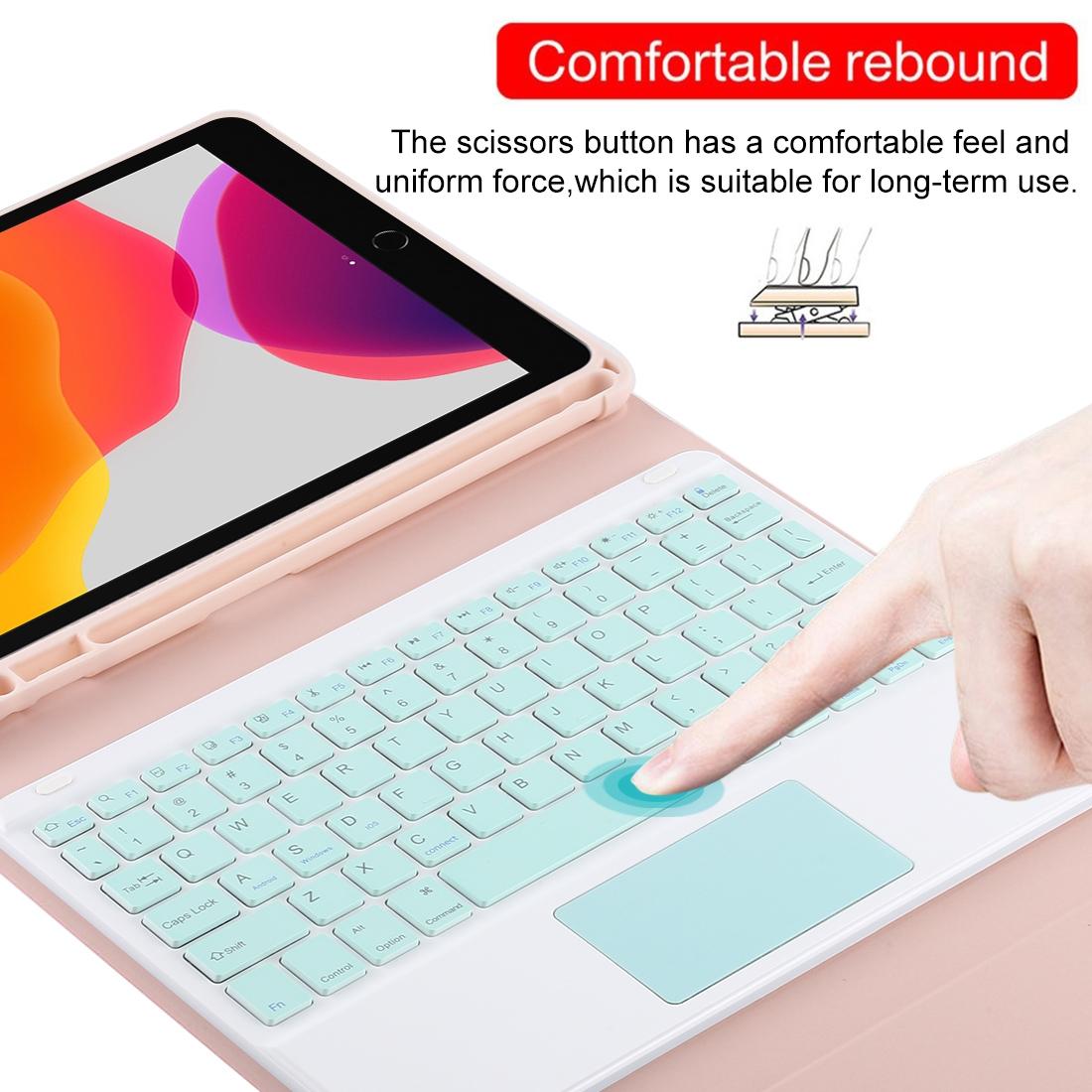 Bluetooth Keyboard & Tablet Case For Ipad 10.2 / Ipad Air 2019 - Detachable Touch Pad Pen Slot Holder - Microfiber Leather - Dark Green