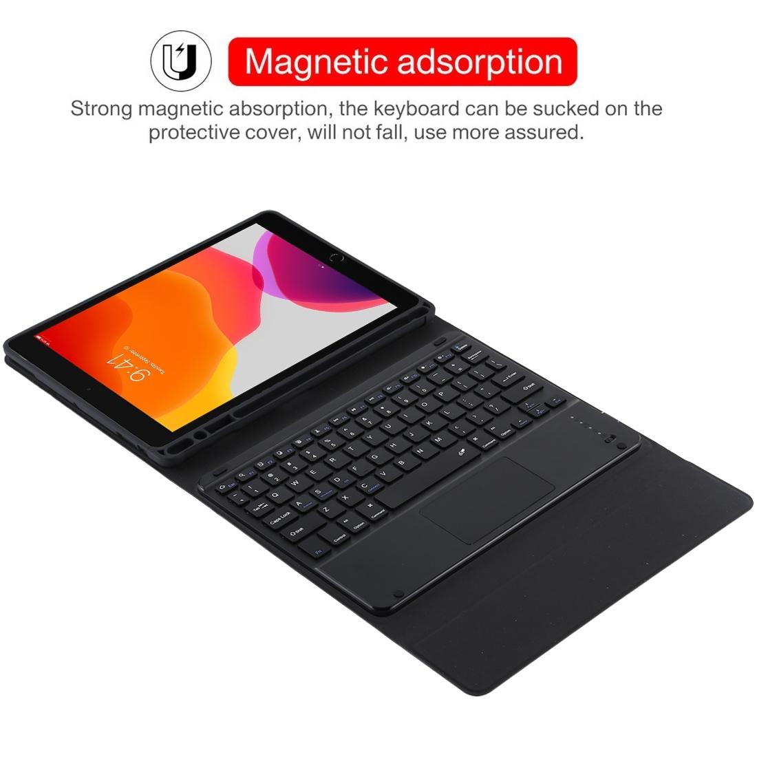 Bluetooth Keyboard & Tablet Case For Ipad Air 2020 - Detachable Touch Pad Pen Slot Microfiber Leather - Dark Green