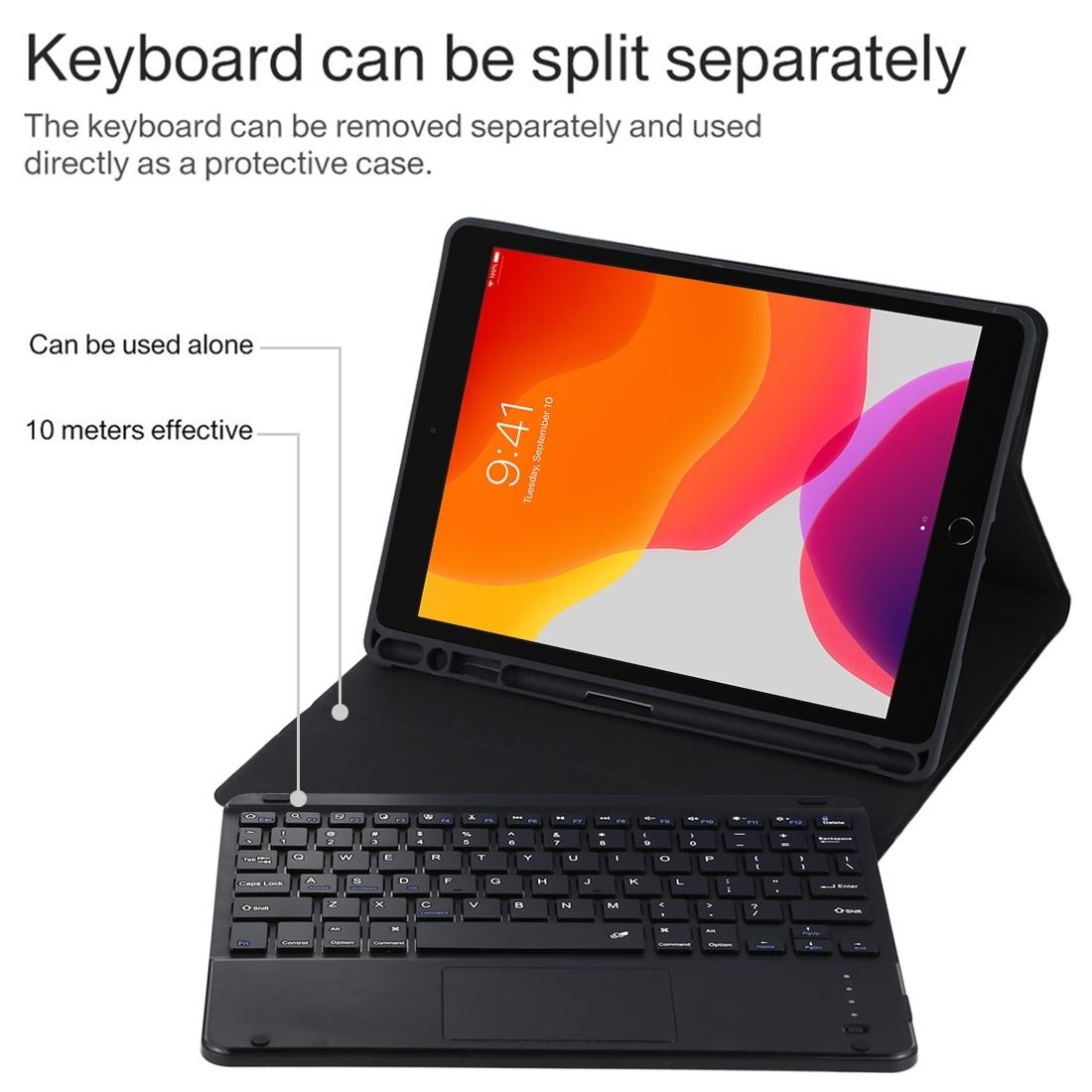 Bluetooth Keyboard & Tablet Case For Ipad Air 2020 - Detachable Touch Pad Pen Slot Microfiber Leather - Dark Green