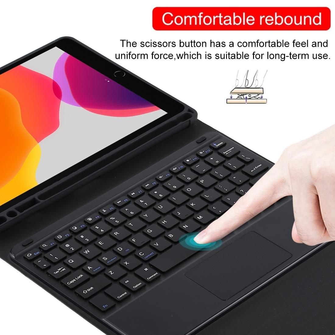 Bluetooth Keyboard & Tablet Case For Ipad Air 2020 - Detachable Touch Pad Pen Slot Microfiber Leather - Dark Green