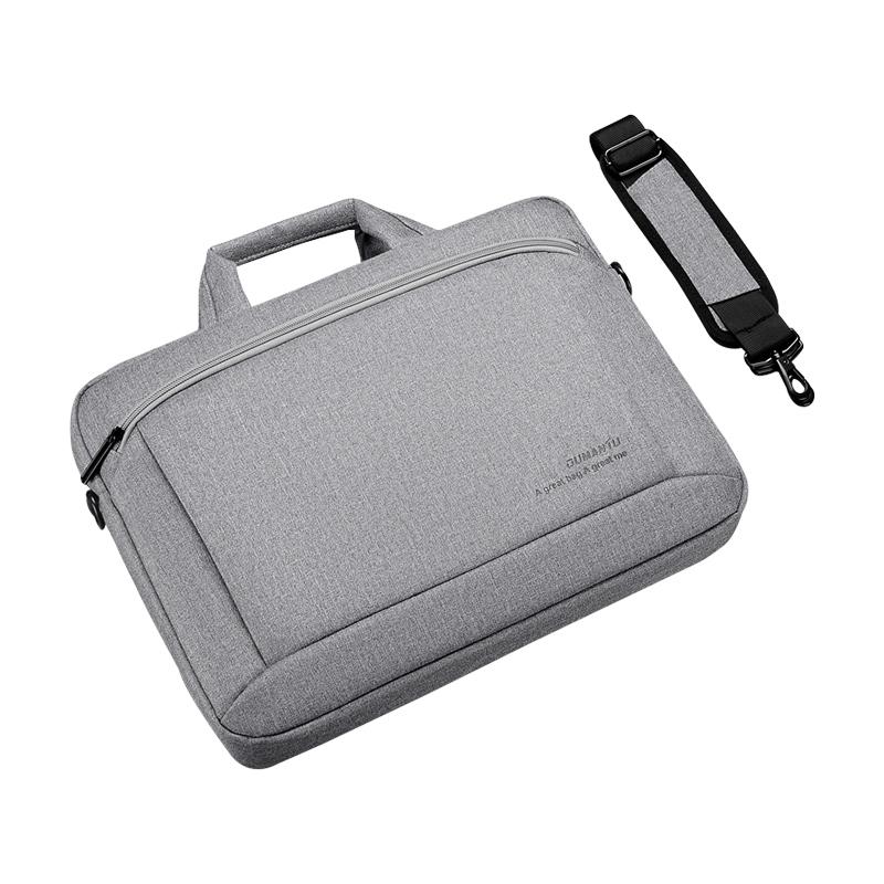 Portable 15 Inch Laptop Leather Handbag For Business Briefcase - Dark Grey