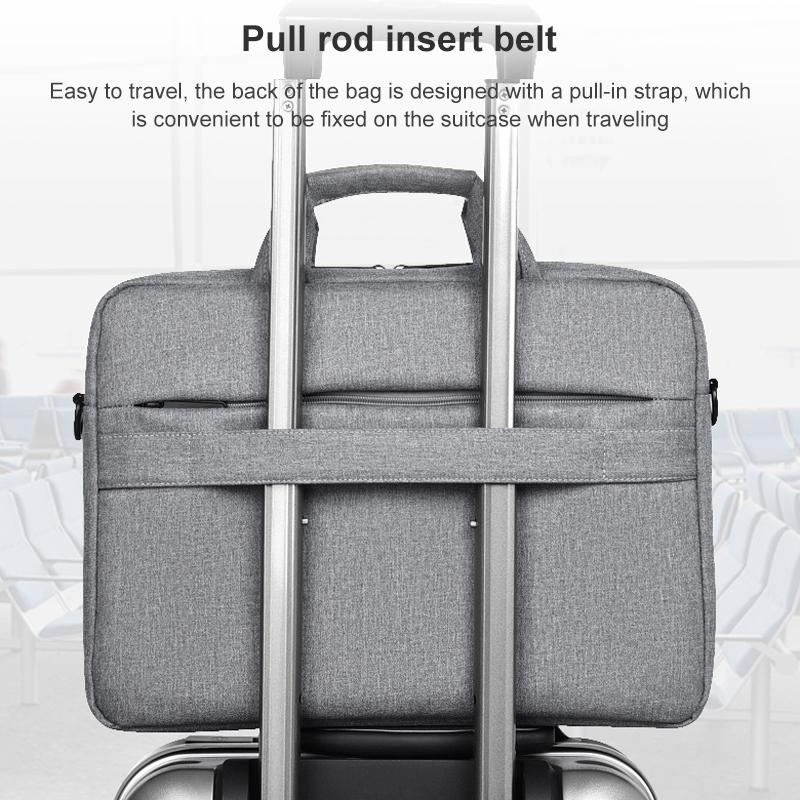 Portable 15 Inch Laptop Leather Handbag For Business Briefcase - Dark Grey