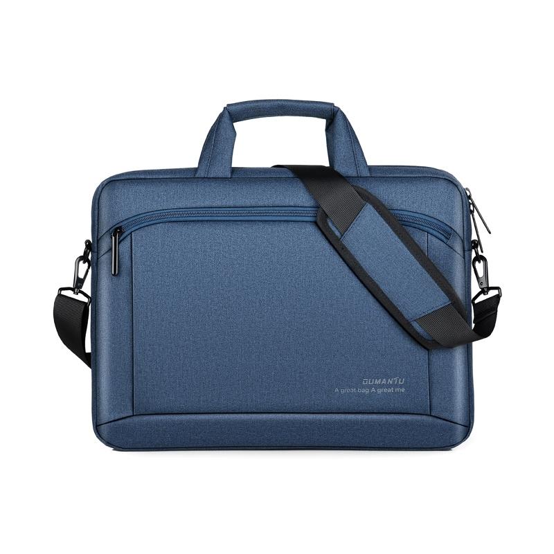 Portable 15 Inch Laptop Leather Handbag For Business Briefcase - Dark Grey