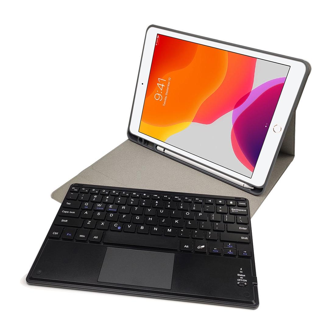 10.2 Ipad Keyboard Case With Touchpad Pen Slot & Bracket - Detachable Magnetic Silk Pattern Tpu - Rose Gold
