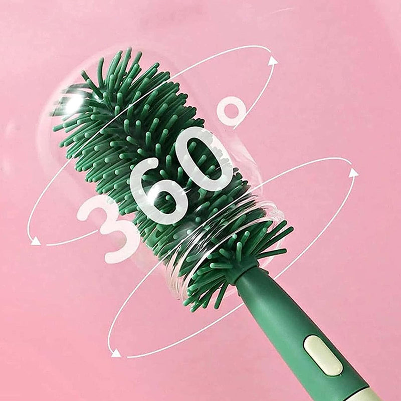 Vibe Geeks 3 in 1 Silicone Bottle and Teat Cleaning Brush - Green