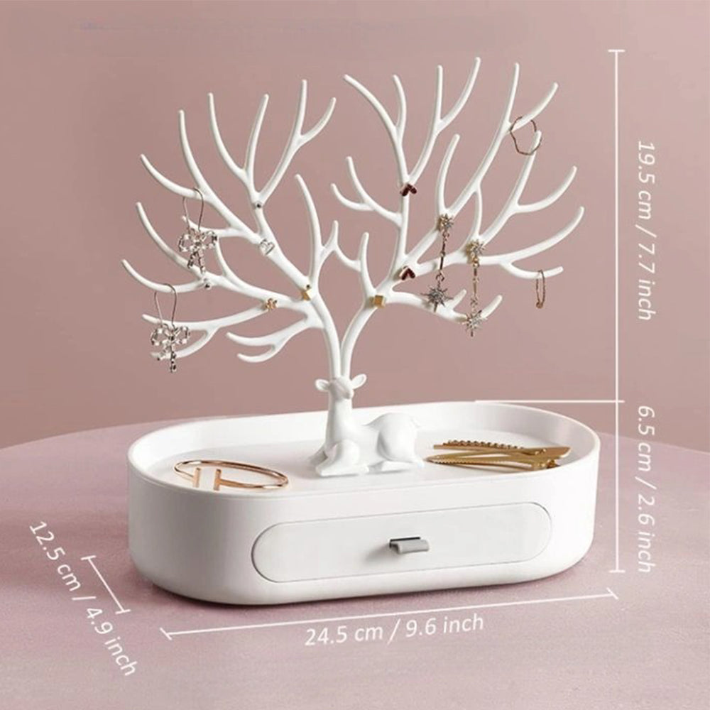 Vibe Geeks Antlers Tree Tower Jewelry Display Stand for Ring Earrings Necklace Bracelet - Green Basic Model