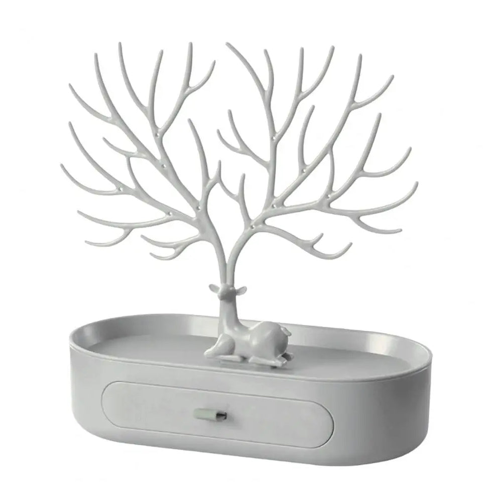 Vibe Geeks Antlers Tree Tower Jewelry Display Stand for Ring Earrings Necklace Bracelet - Grey Basic Model