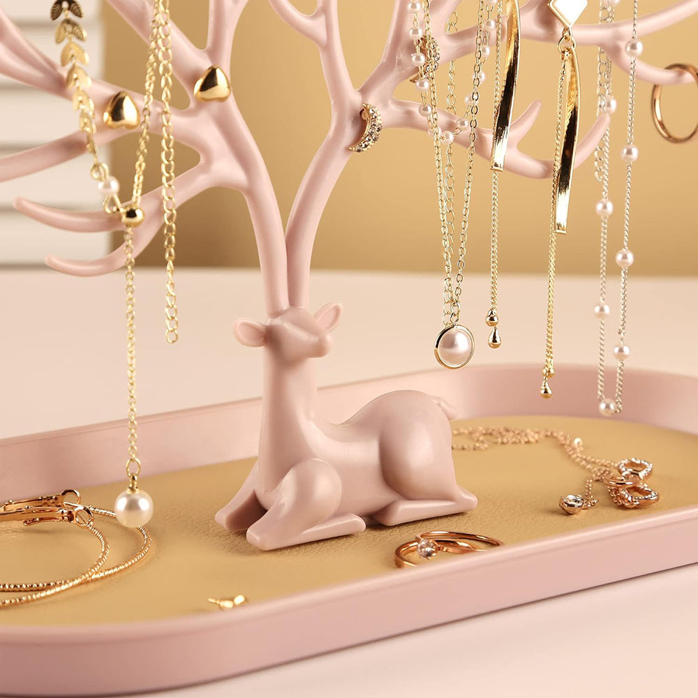 Vibe Geeks Antlers Tree Tower Jewelry Display Stand for Ring Earrings Necklace Bracelet - Grey Basic Model
