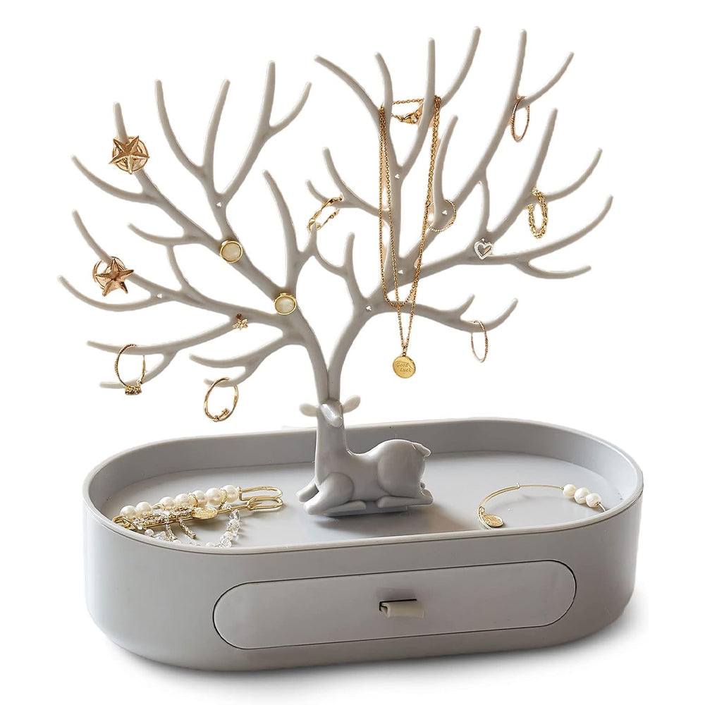 Vibe Geeks Antlers Tree Tower Jewelry Display Stand for Ring Earrings Necklace Bracelet - Pink Basic Model