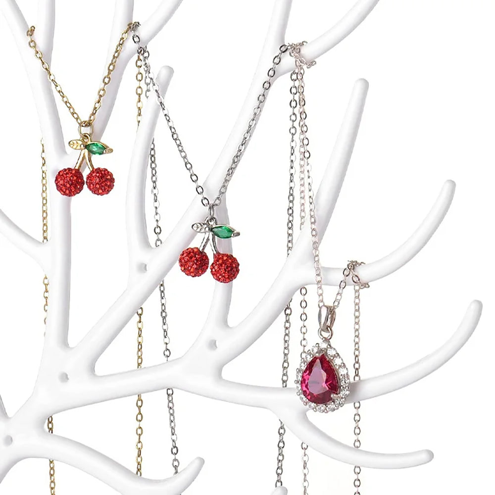 Vibe Geeks Antlers Tree Tower Jewelry Display Stand for Ring Earrings Necklace Bracelet - Pink Basic Model