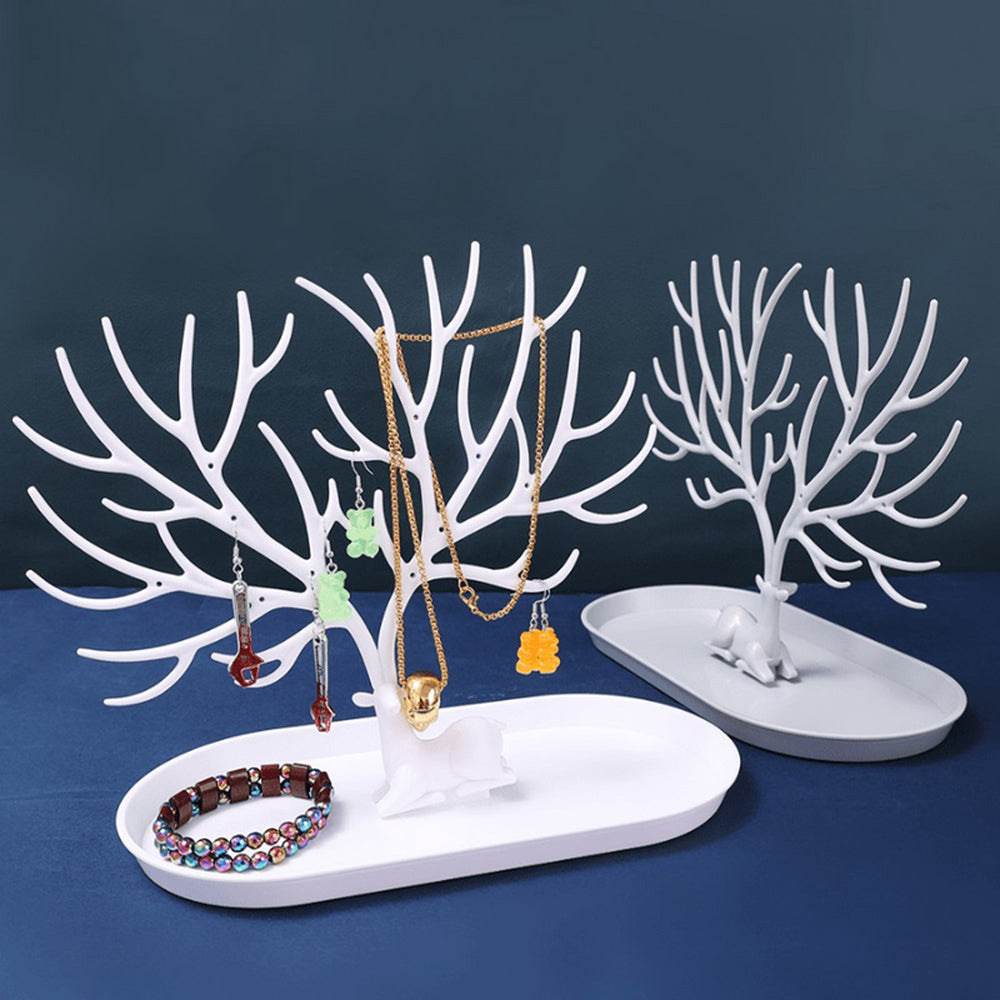 Vibe Geeks Antlers Tree Tower Jewelry Display Stand for Ring Earrings Necklace Bracelet - Pink Basic Model