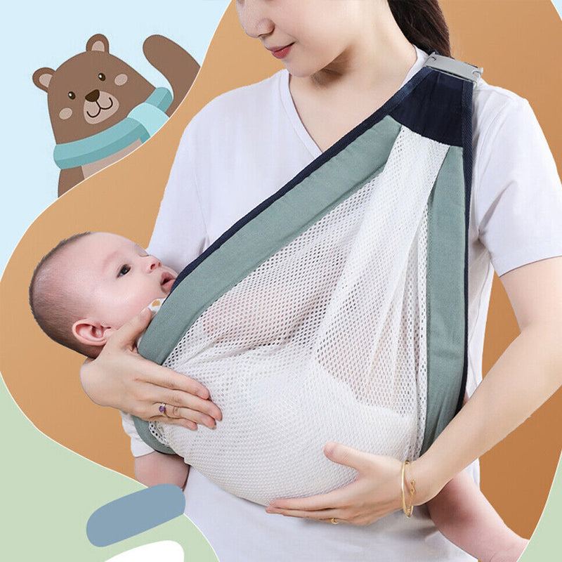 Vibe Geeks one Shoulder Front Hold Sling Type Mesh Newborn Baby Support Carrier - Grey