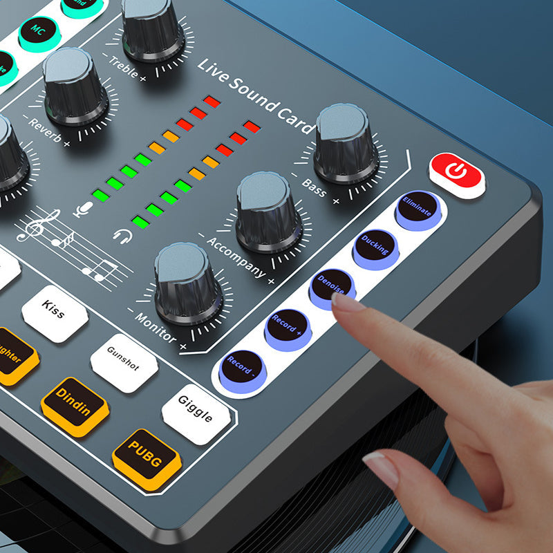 Vibe Geeks Noise Reduction Sound Card Digital Audio Mixer for Live Streaming-typec Rechargeable - Black