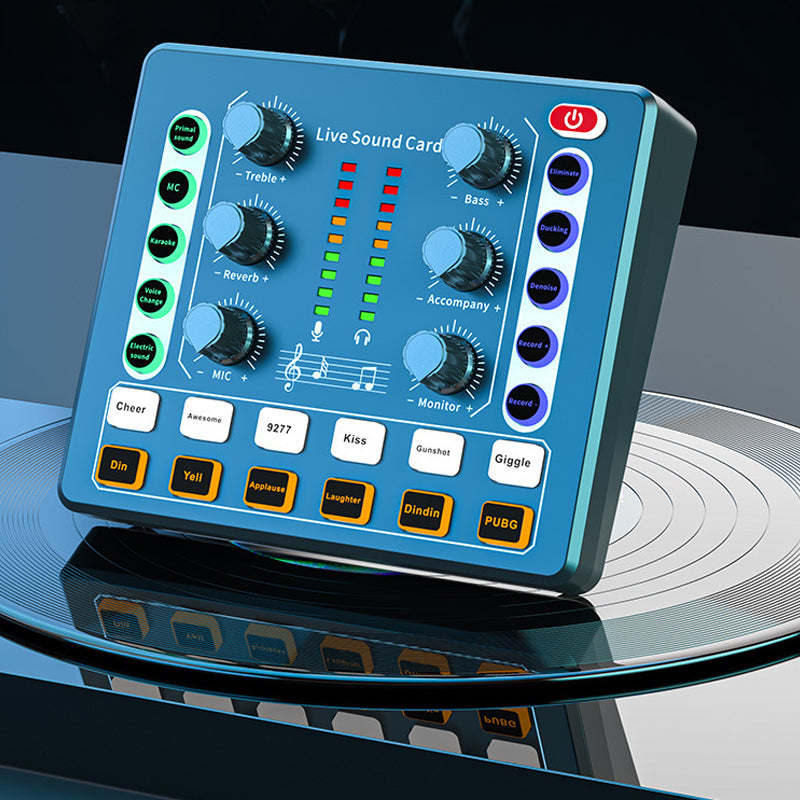 Vibe Geeks Noise Reduction Sound Card Digital Audio Mixer for Live Streaming-typec Rechargeable - White