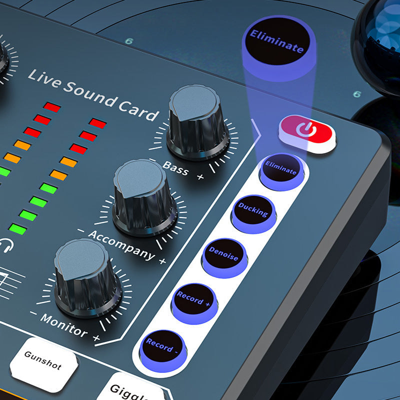Vibe Geeks Noise Reduction Sound Card Digital Audio Mixer for Live Streaming-typec Rechargeable - White
