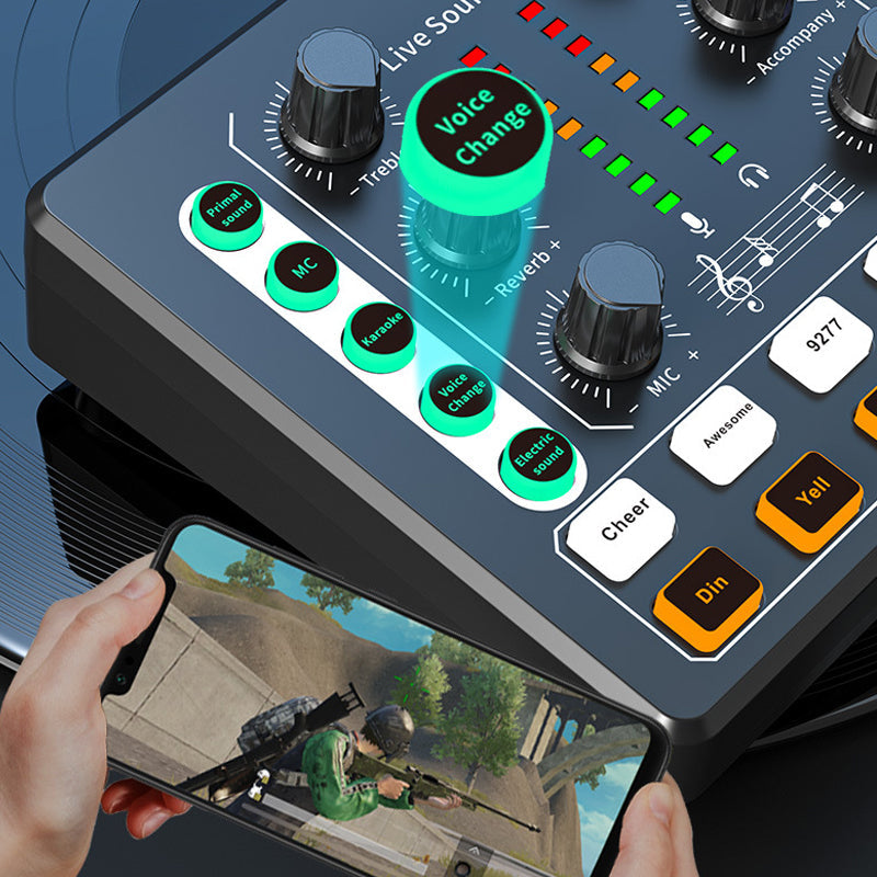 Vibe Geeks Noise Reduction Sound Card Digital Audio Mixer for Live Streaming-typec Rechargeable - White