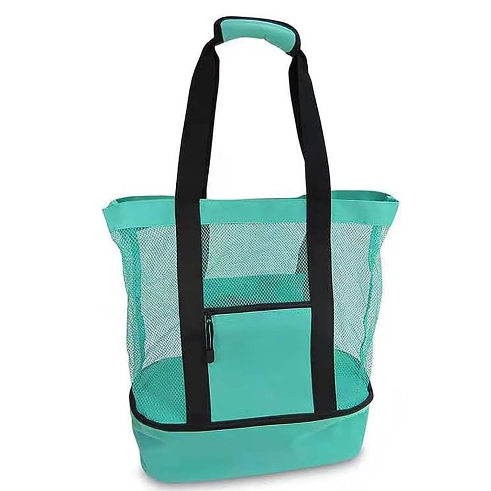Vibe Geeks 2 in 1 Mesh Beach Tote Bag with Insulated Cooler - Green