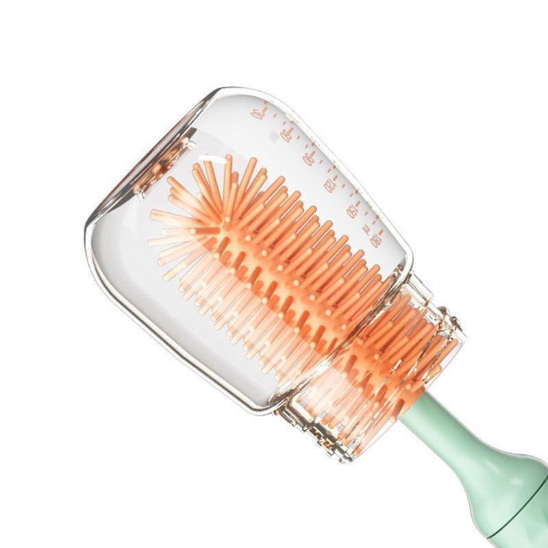 Vibe Geeks 360° Rotation Long Handle Reusable Silicone Baby Bottle Brush Set - Green
