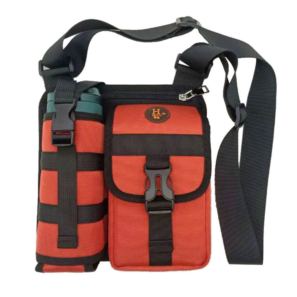 Vibe Geeks Waterproof Camping Wear Resistant Chest Crossbody Sling Shoulder Bags with Water Bottle Holder - Orange