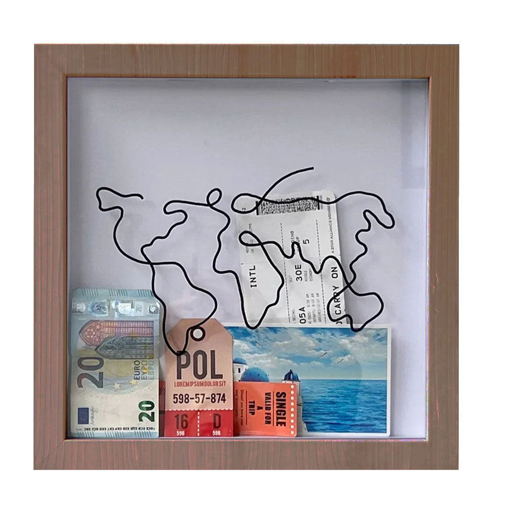 Vibe Geeks Adventure Archive Box Wood Frame Travel Tickets Keepsakes Storage Frame - Coffee - Small
