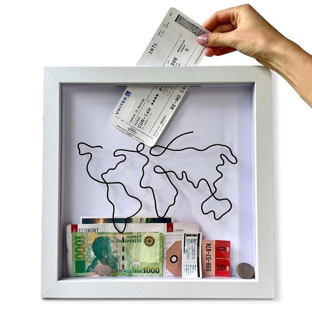 Vibe Geeks Adventure Archive Box Wood Frame Travel Tickets Keepsakes Storage Frame - Coffee - Small