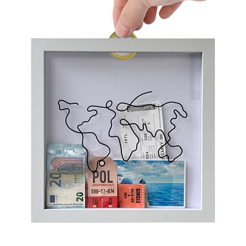 Vibe Geeks Adventure Archive Box Wood Frame Travel Tickets Keepsakes Storage Frame - Coffee - Small