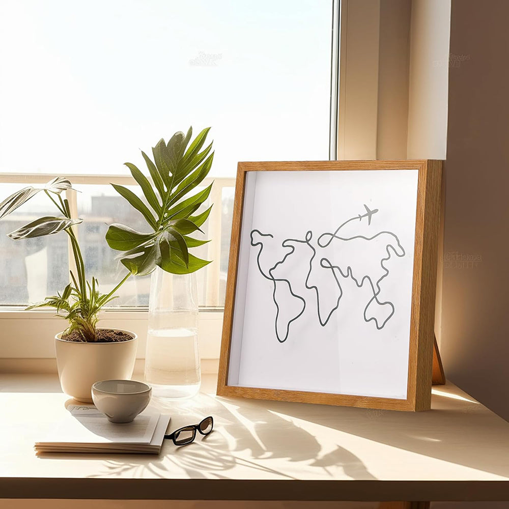 Vibe Geeks Adventure Archive Box Wood Frame Travel Tickets Keepsakes Storage Frame - Coffee - Small
