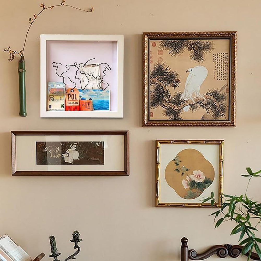 Vibe Geeks Adventure Archive Box Wood Frame Travel Tickets Keepsakes Storage Frame - Coffee - Small