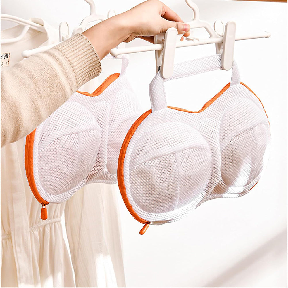 Vibe Geeks High Permeability Mesh Bra-shaped Lingerie Laundry Bags with Handle and Zipper - Grey