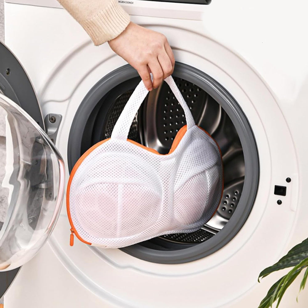 Vibe Geeks High Permeability Mesh Bra-shaped Lingerie Laundry Bags with Handle and Zipper - Grey