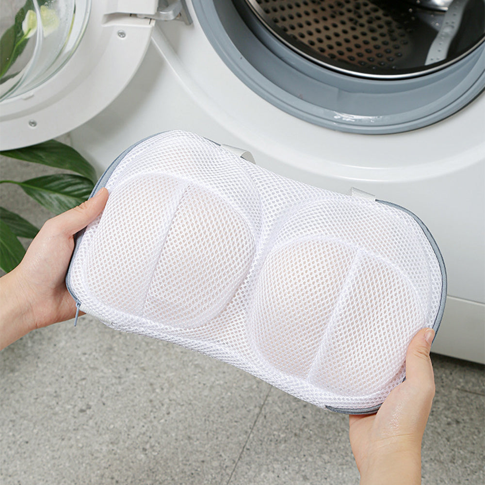 Vibe Geeks High Permeability Mesh Bra-shaped Lingerie Laundry Bags with Handle and Zipper - Grey