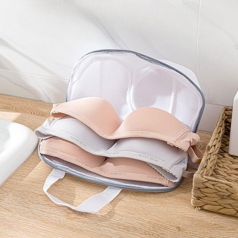 Vibe Geeks High Permeability Mesh Bra-shaped Lingerie Laundry Bags with Handle and Zipper - Orange