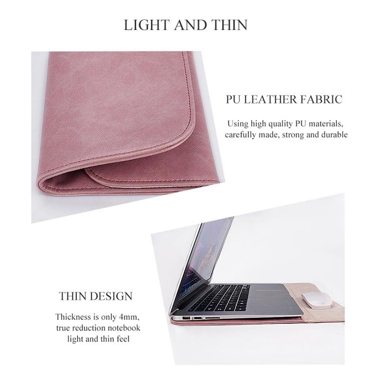 Horizontal Magnetic Leather Laptop Inner Bag - Invisible Buckle - Grey
