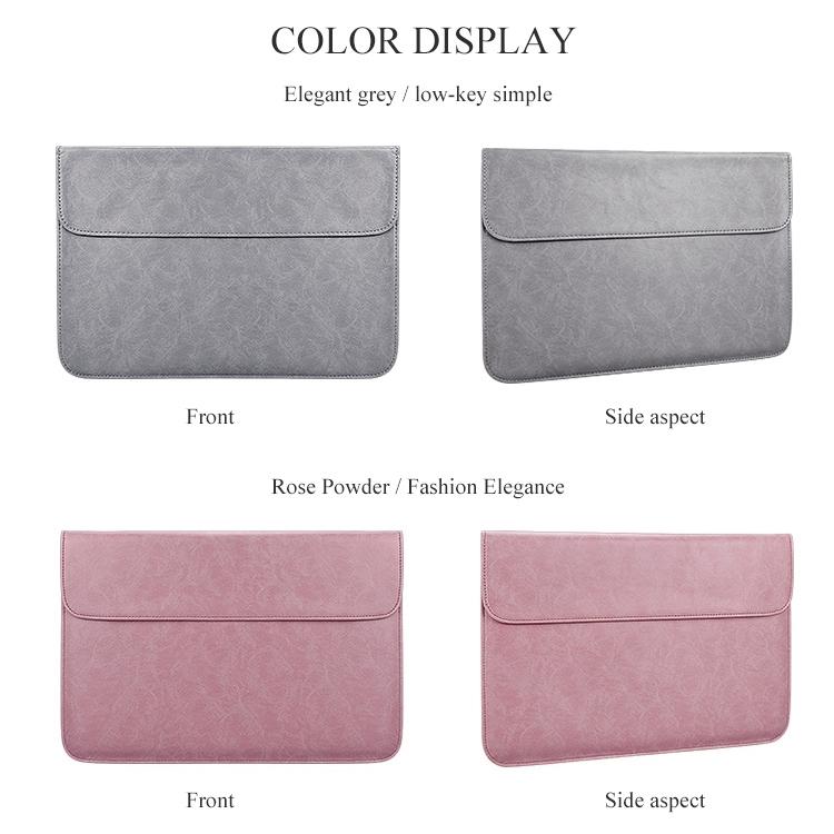 Horizontal Magnetic Leather Laptop Inner Bag - Invisible Buckle - Grey