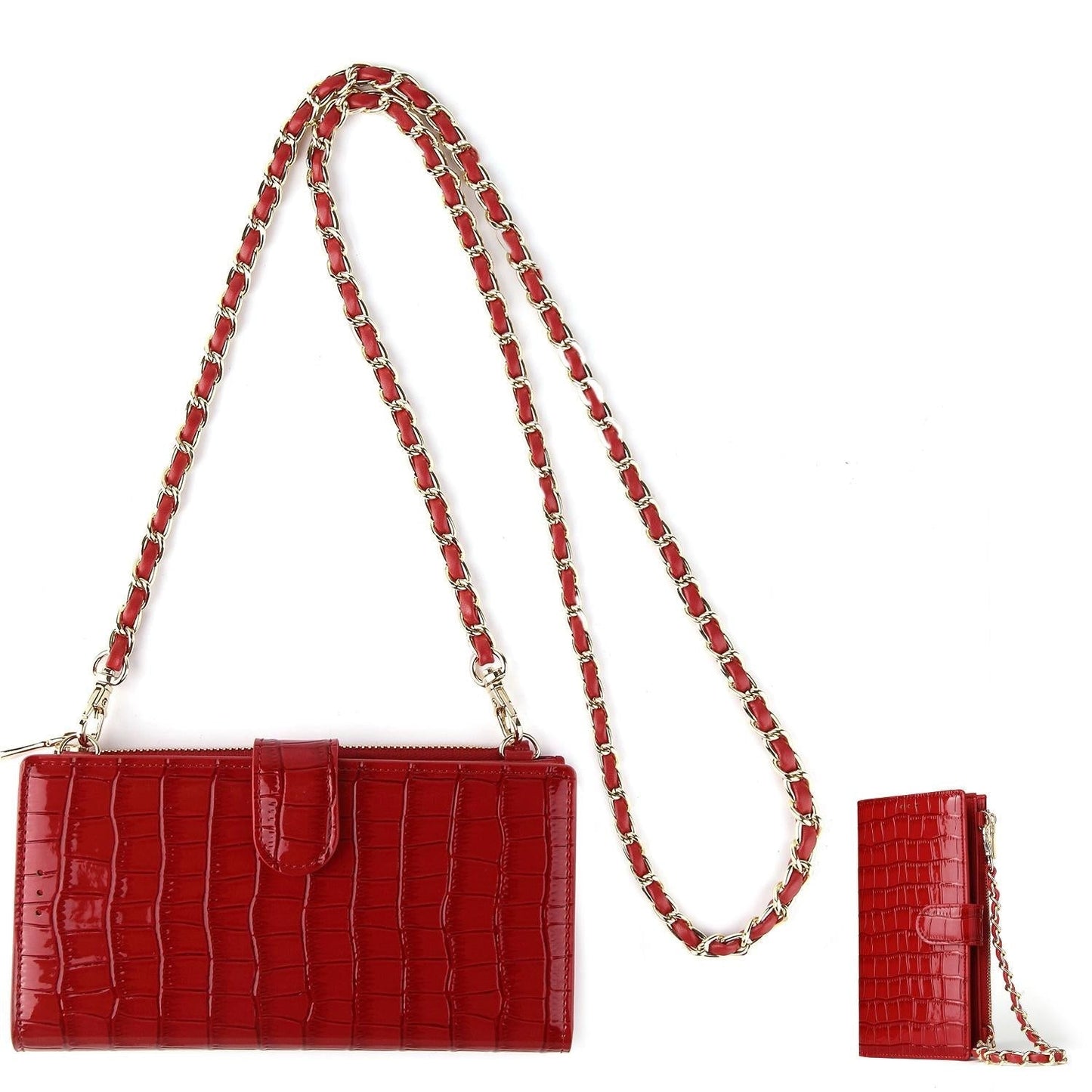 Long Crossbody Mini Shoulder Bag For Coins & Phone - Dark Green