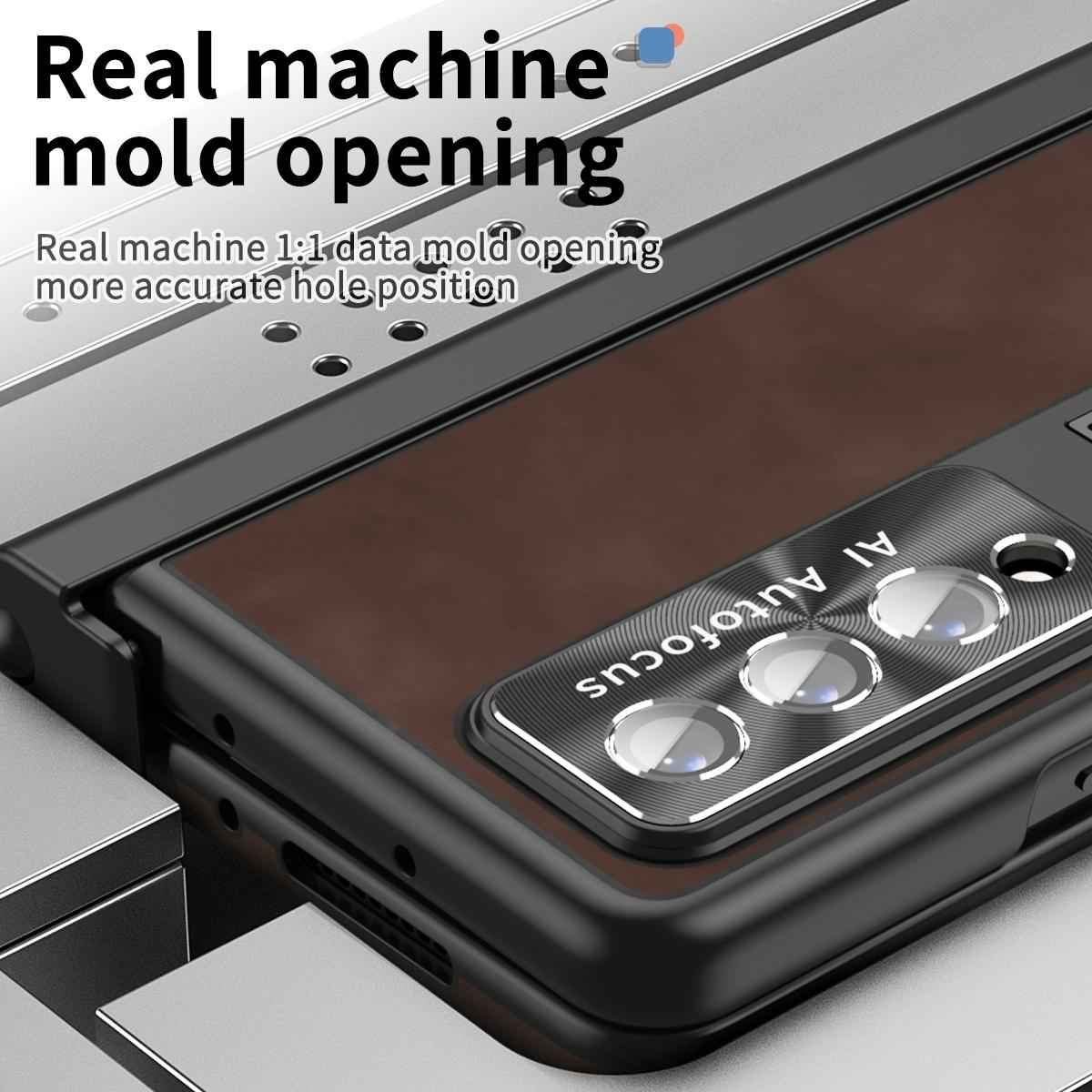 Magnetic Phone Case for Samsung Galaxy z Fold 4 - Napa Pattern - Brown