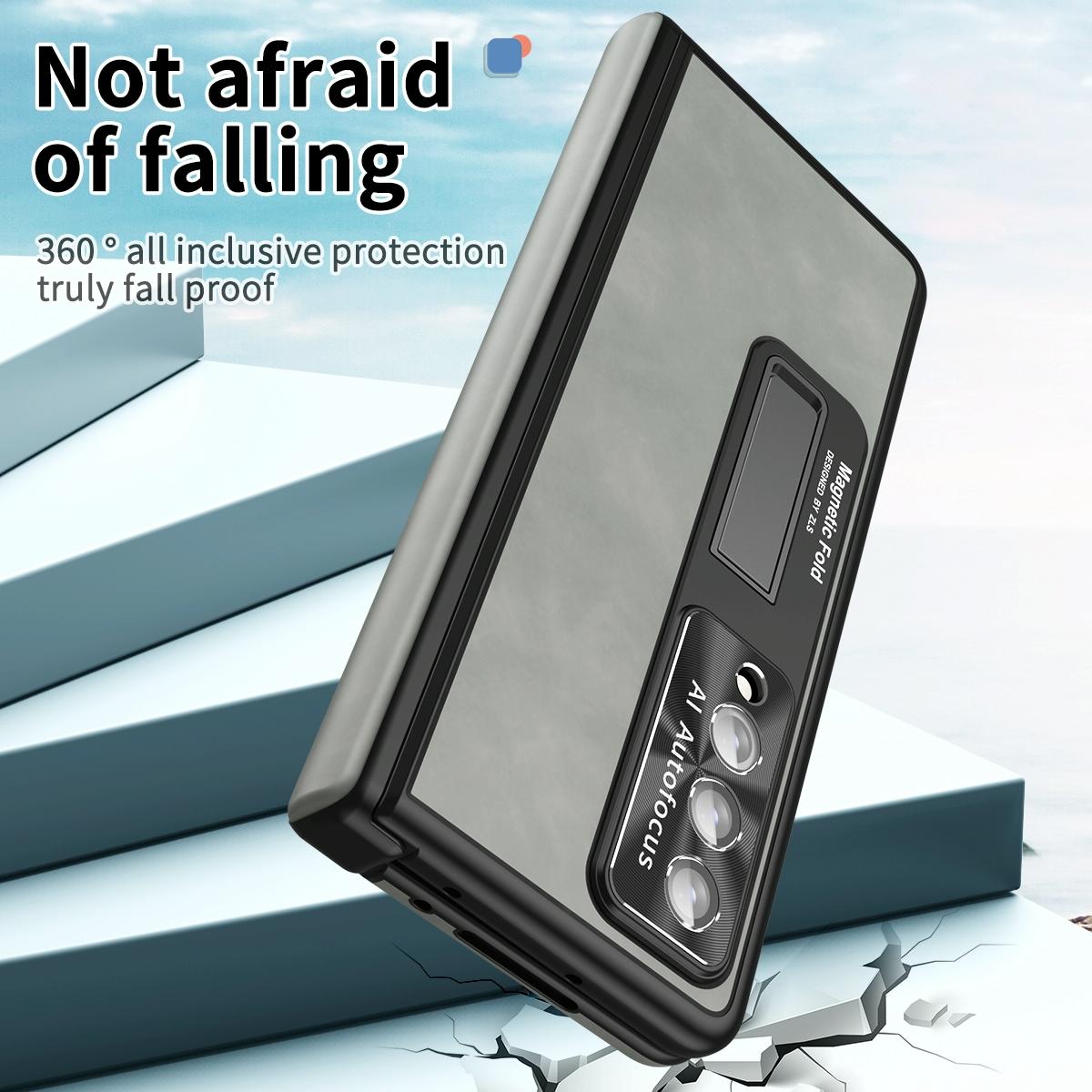 Magnetic Phone Case for Samsung Galaxy z Fold 4 - Napa Pattern - Brown