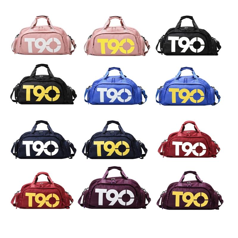 Large Capacity Sports Bag With Wet / Dry Separation - Dark Blue Yellow