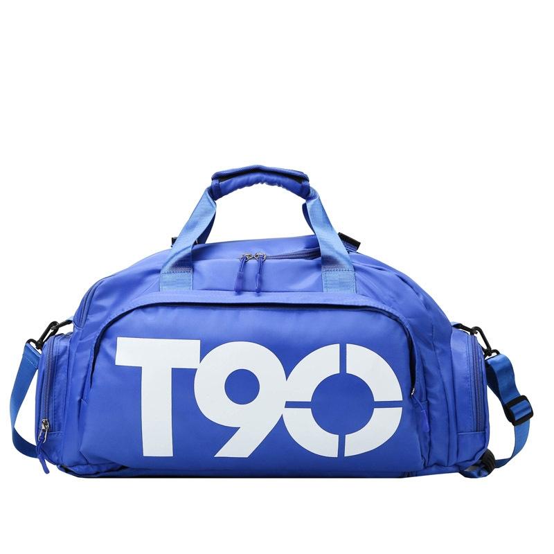 Large Capacity Sports Bag With Wet / Dry Separation - Dark Blue Yellow