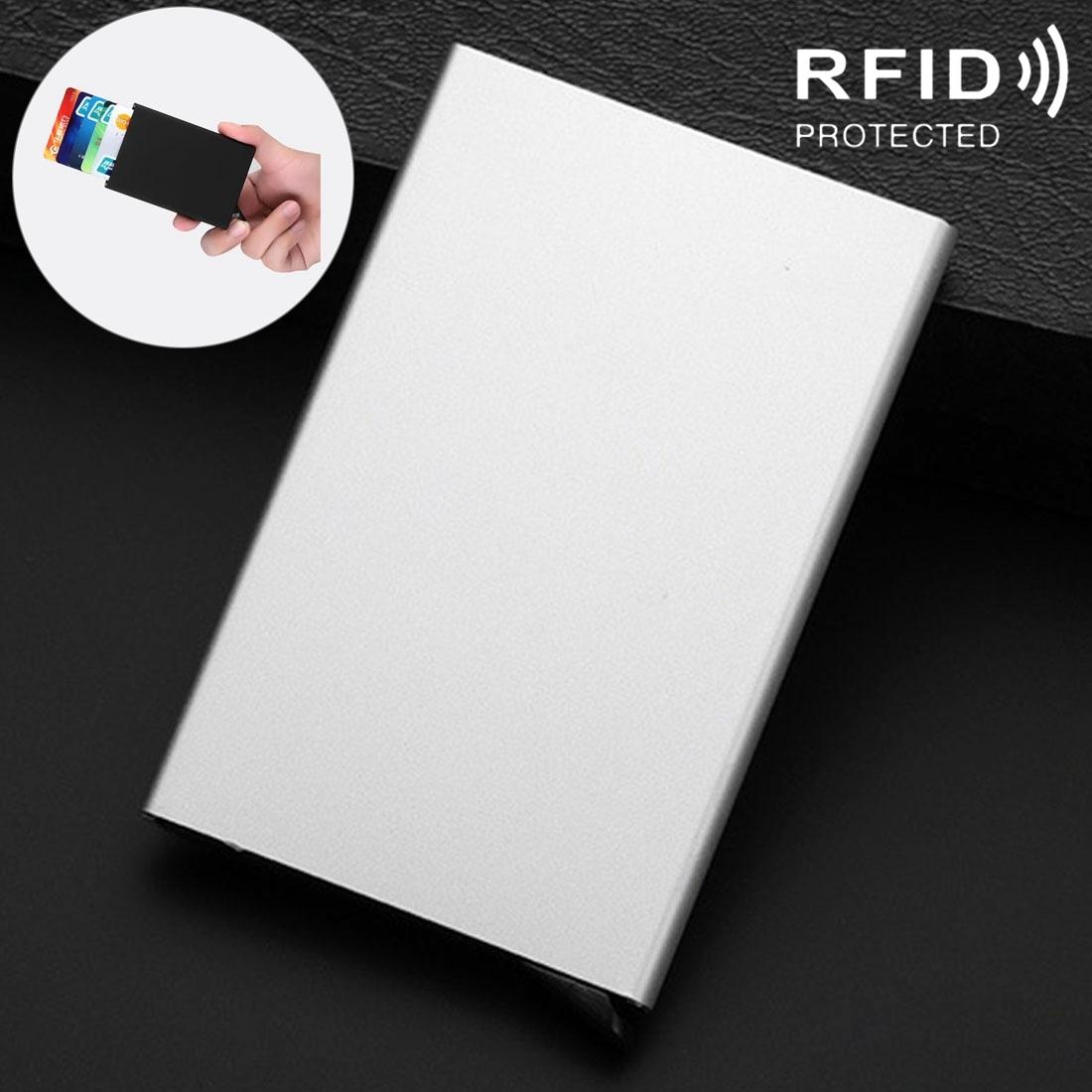 Stainless Steel Pu Business Card Holder Antimagnetic 10X6.2X0.8Cm - Grey