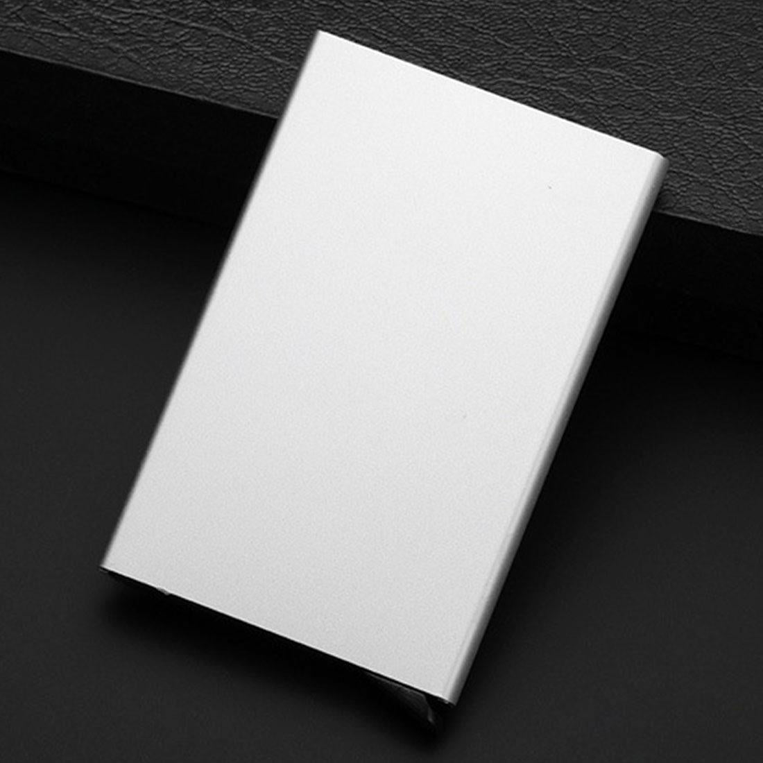 Stainless Steel Pu Business Card Holder Antimagnetic 10X6.2X0.8Cm - Grey