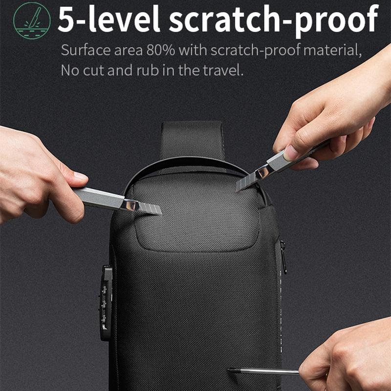 Waterproof Anti Theft Crossbody Chest Bag Men Oxford Cloth 34X18X10Cm - Grey