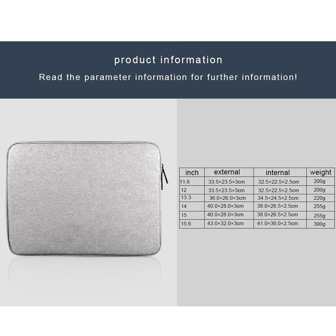Universal 13 Inch Oxford Cloth Laptop Tablet Bag - Soft and Wearable - Grey
