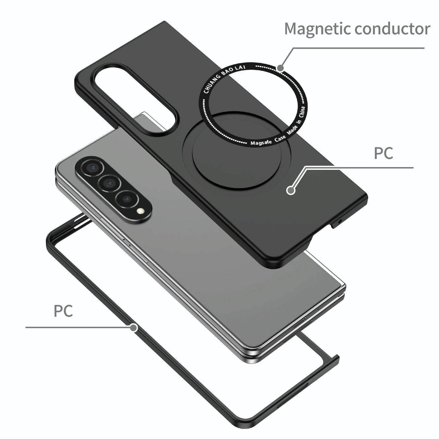Secure & Portable Magnetic Folding Case for Samsung Galaxy z Fold 4 - Purple