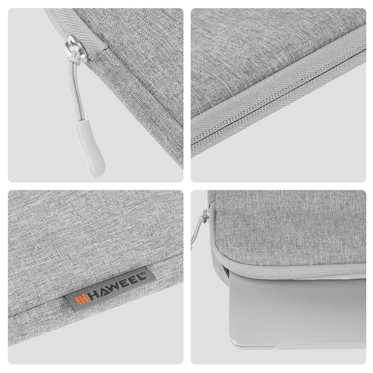 14-15 Inch Laptop Sleeve Briefcase Bag with Zipper - Grey