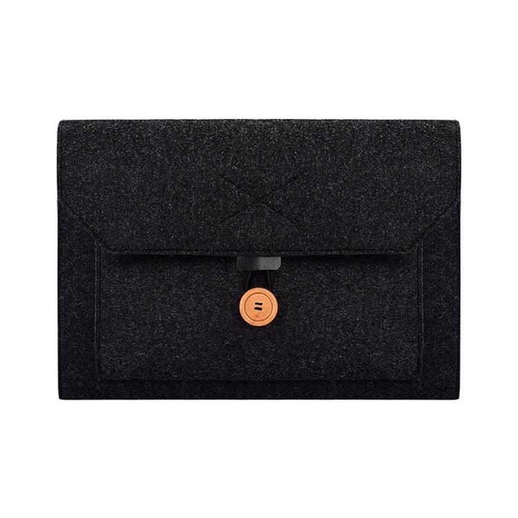 Versatile Felt Laptop Inner Bag with Button Closure - Grey